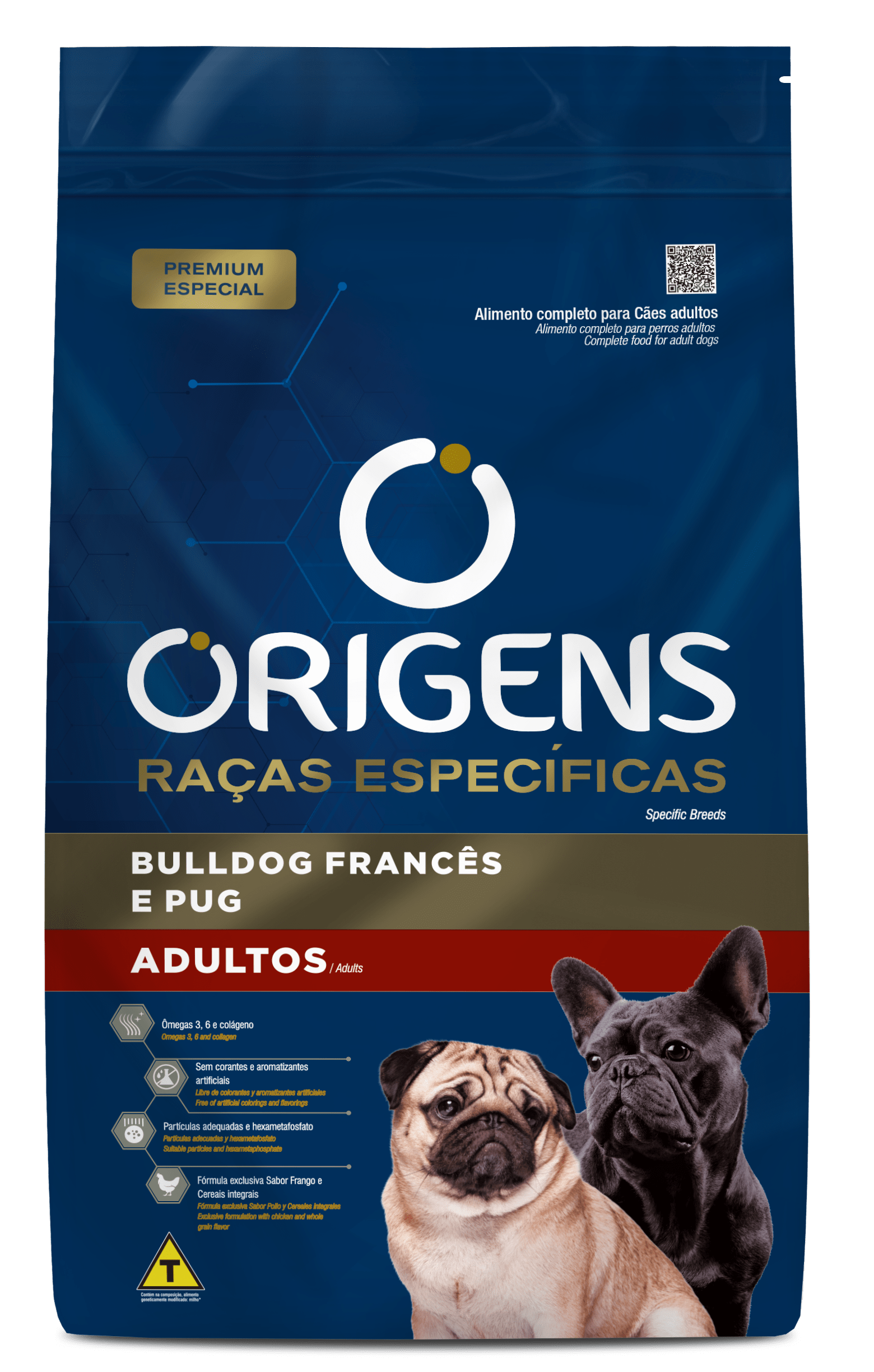 Origens Raças Específica para Cães Adultos Bulldog Francês e Pug 10,1kg