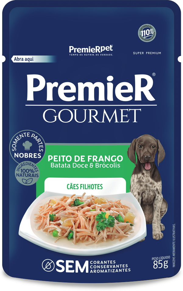 PremieR Gourmet para Cães Filhotes Sabor Peito de Frango, Batata Doce e Brócolis 85g