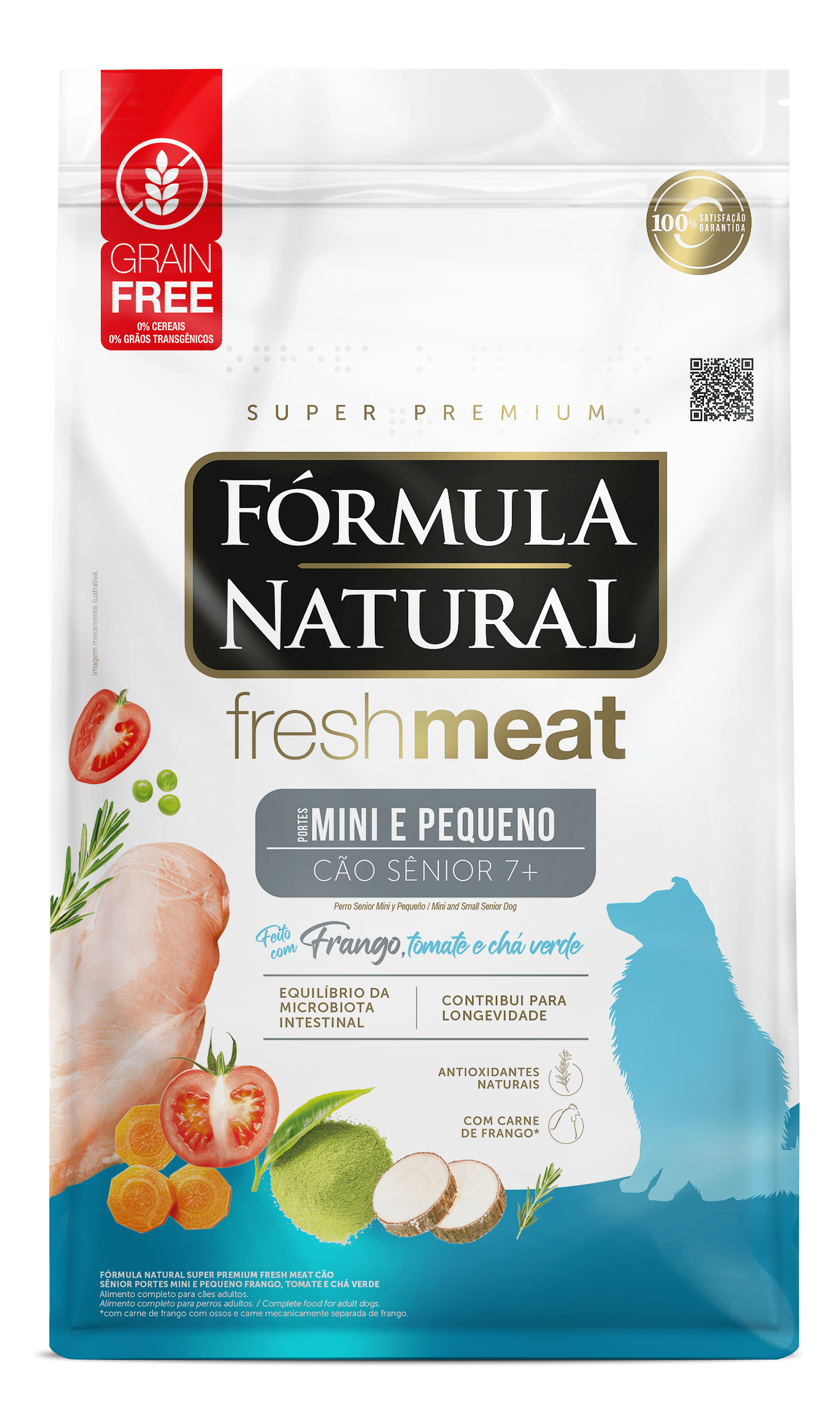 Fórmula Natural Fresh Meat para Cão Sênior Portes Mini e Pequeno Sabor Frango, Tomate e Chá Verde 7kg