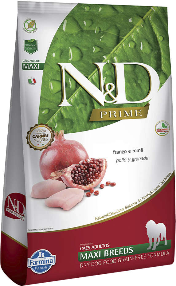 Ração Farmina N&D Prime para Cães Adultos Porte Grande Sabor Frango e Romã Adult Maxi