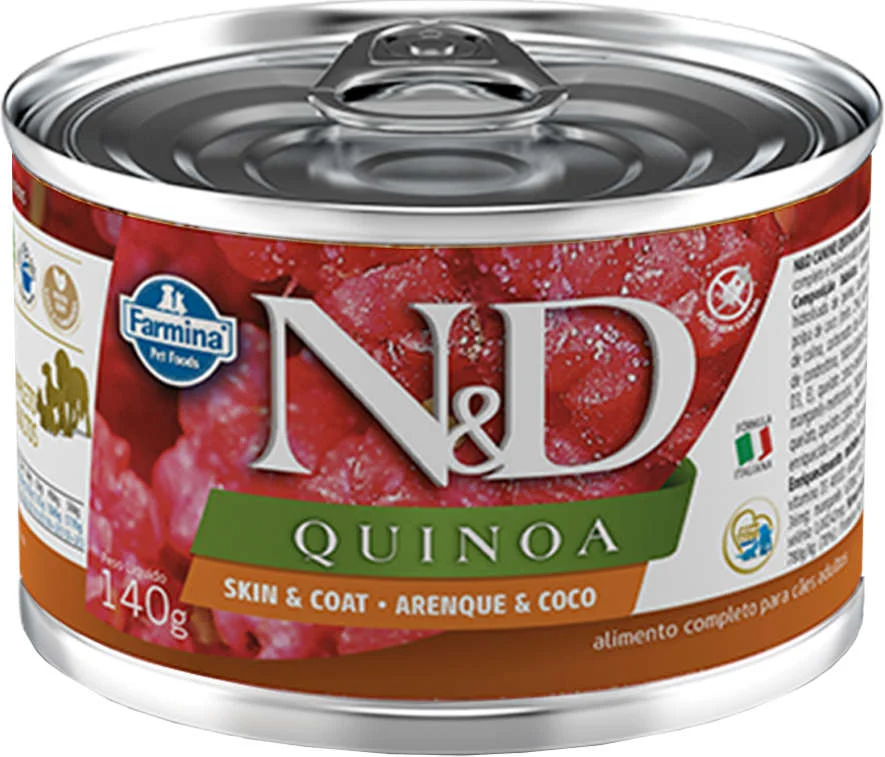 N&D Quinoa Skin and Coat para Cães Adultos Pele e Pelo Sabor Peixe Wet Food 140g