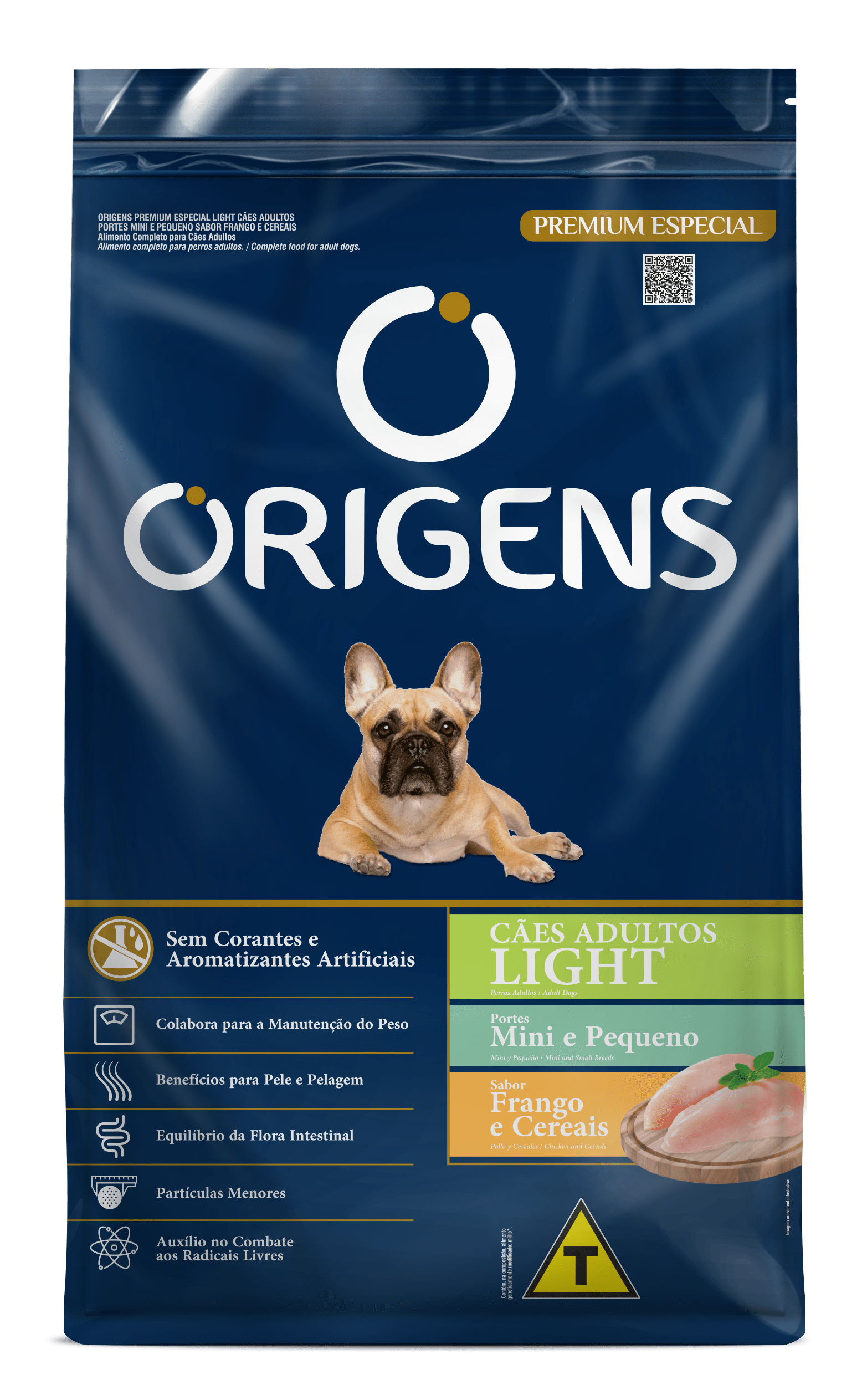 Origens Light para Cães Adultos Portes Mini e Pequeno Sabor Frango e Cereais 1kg
