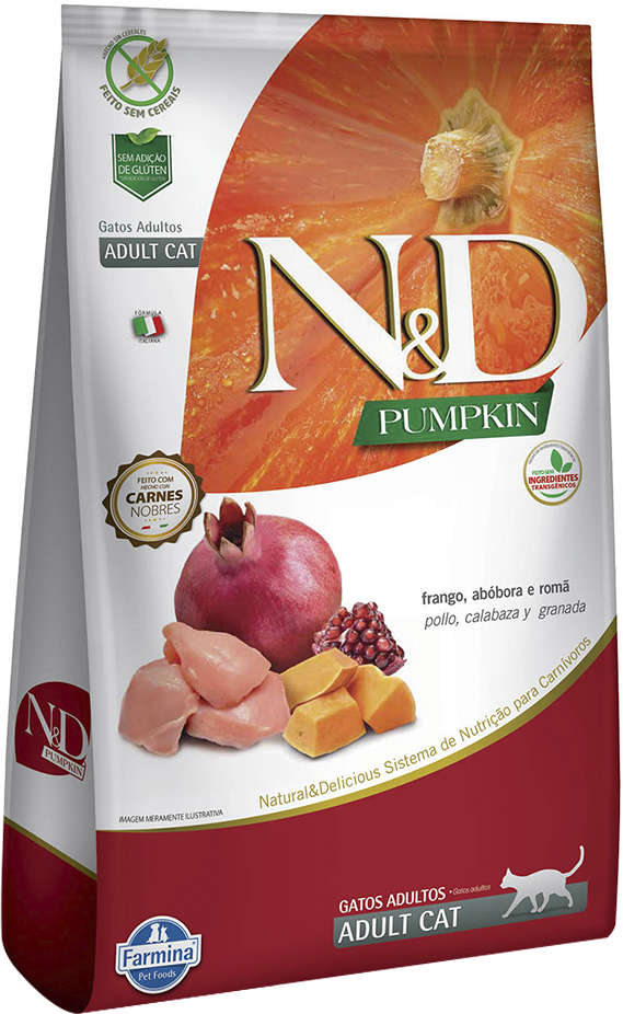 N&D Pumpkin para Gatos Adultos Sabor Frango, abóbora e Romã Adult Cat 1,5kg