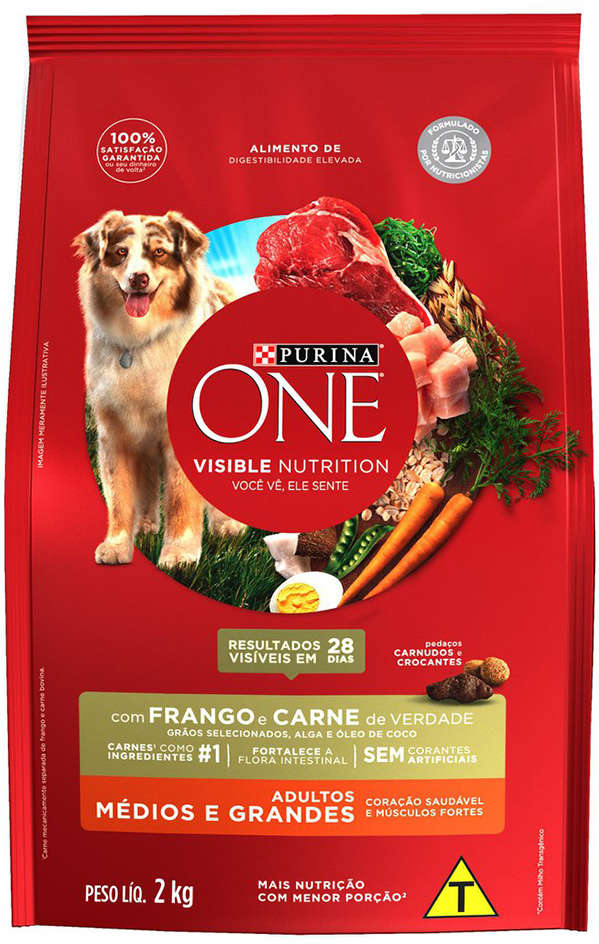 Ração Seca Nestlé Purina One Frango e Carne para Cães Adultos Raças Médias e Grandes
