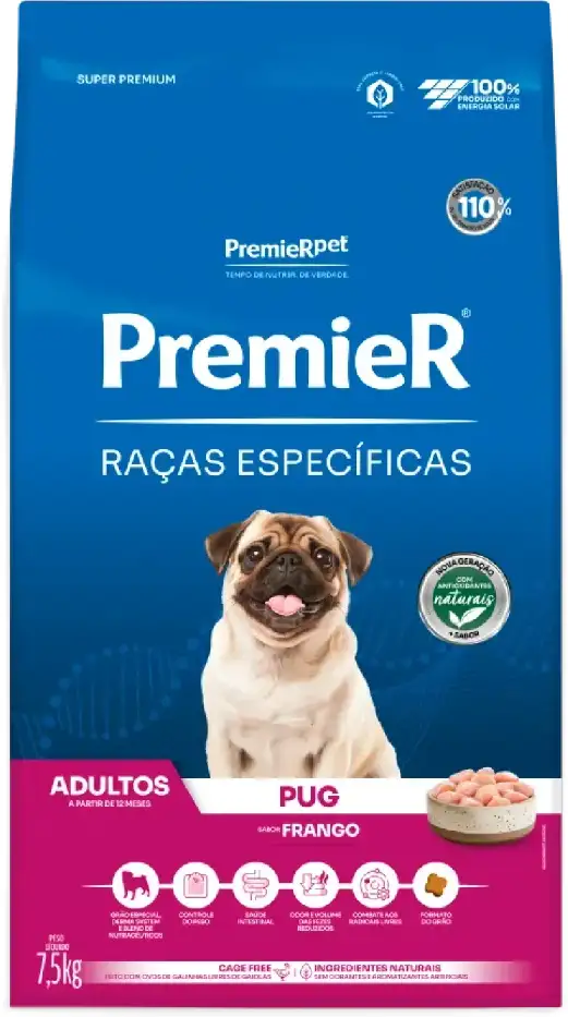 PremieR Raças Específicas para Pug Adultos Sabor Frango 7,5kg