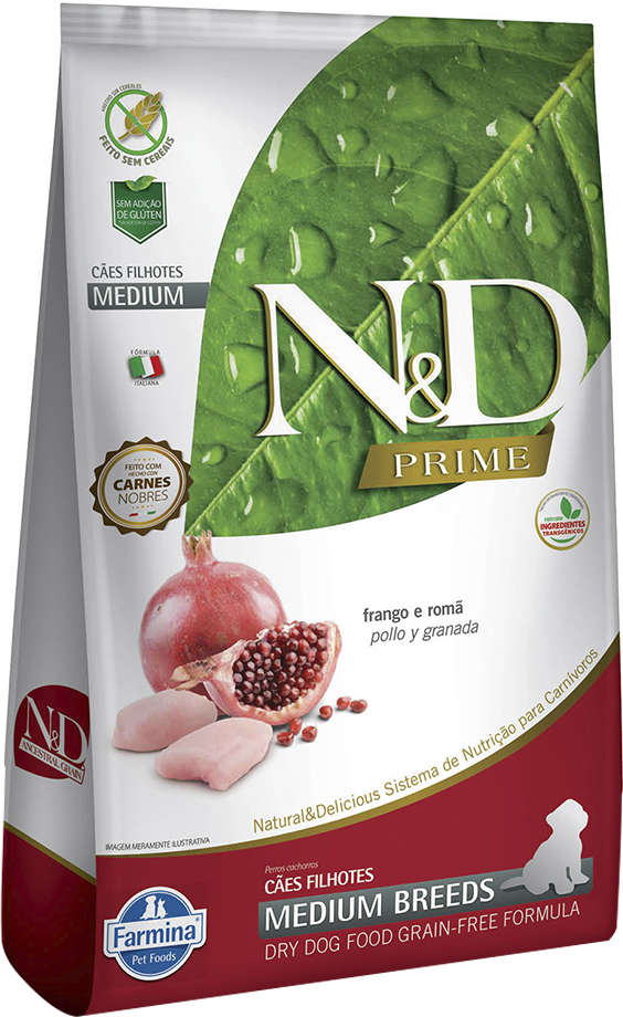 N&D Prime para Cães Filhotes Porte Médio Sabor Frango e Romã Puppy Medium 10,1kg