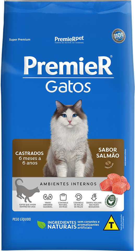 PremieR Ambientes Internos para Gatos Castrados Sabor Salmão 500g