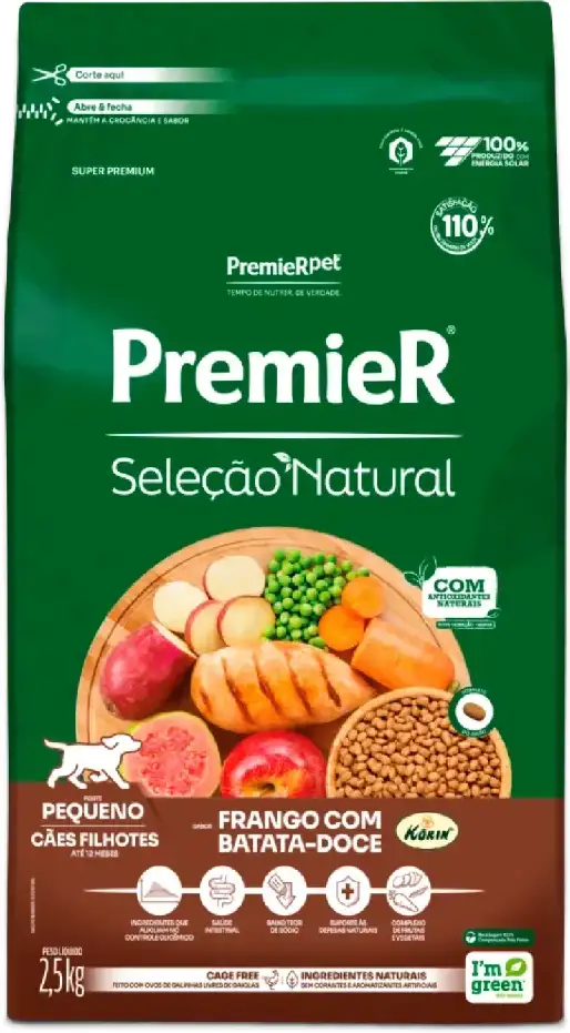 PremieR Seleção Natural para Cães Filhotes Porte Pequeno Sabor Frango Korin e Batata-doce 2,5kg