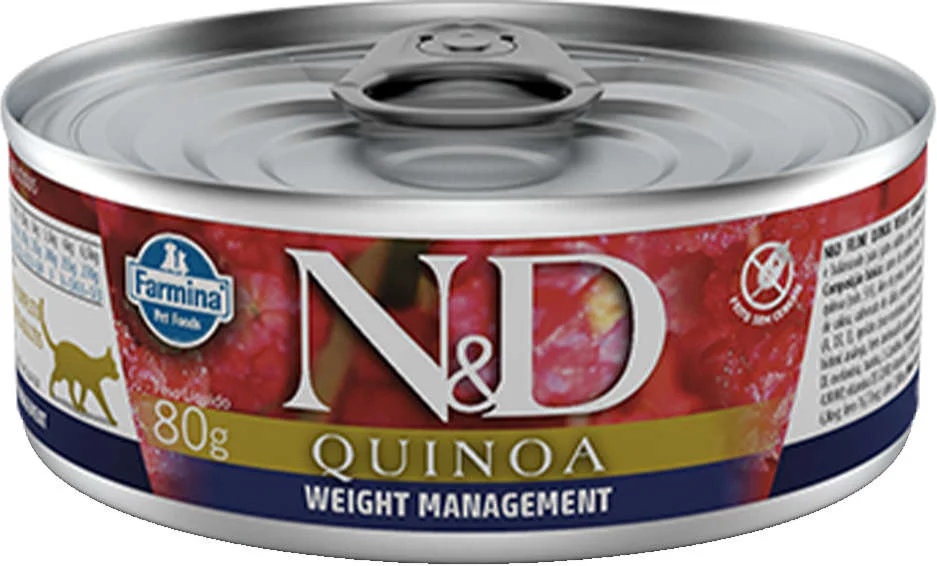 N&D Quinoa Ração Úmida para Gatos Adultos Controle de Peso Wet Food 80g