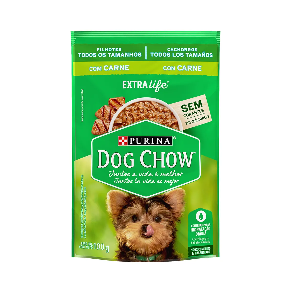 Ração Úmida Nestlé Purina Dog Chow Extra Life Sachê Carne para Cães Filhotes