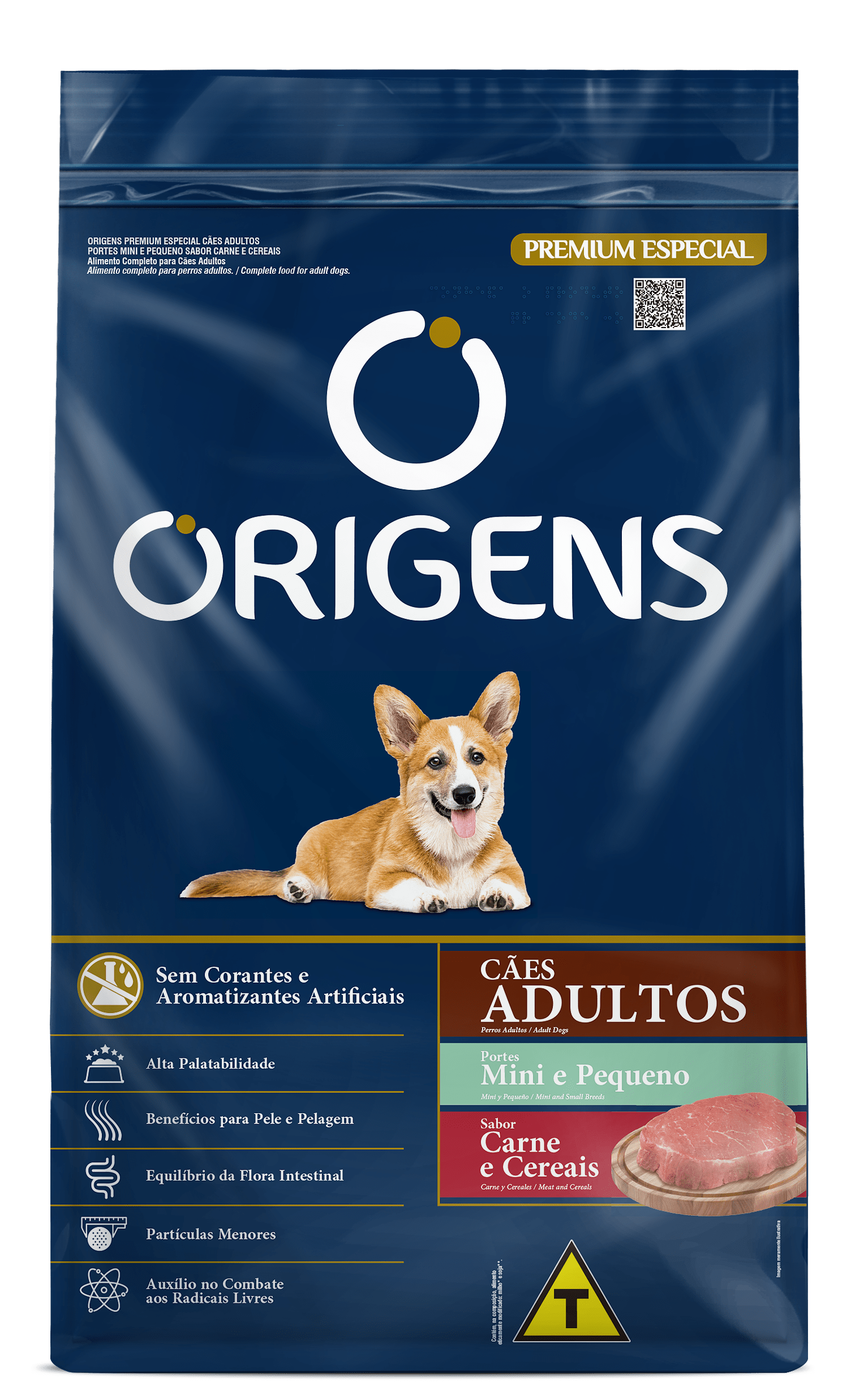 Origens para Cães Adultos Portes Mini e Pequeno Sabor Carne e Cereais 3kg