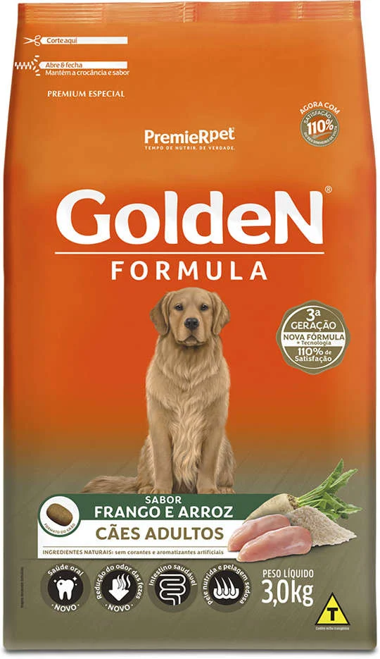 GoldeN Formula para Cães Adultos Sabor Frango e Arroz 3kg