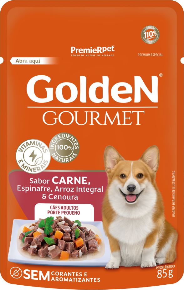 GoldeN Gourmet para Cães Adultos Porte Pequeno Sabor Carne 85g