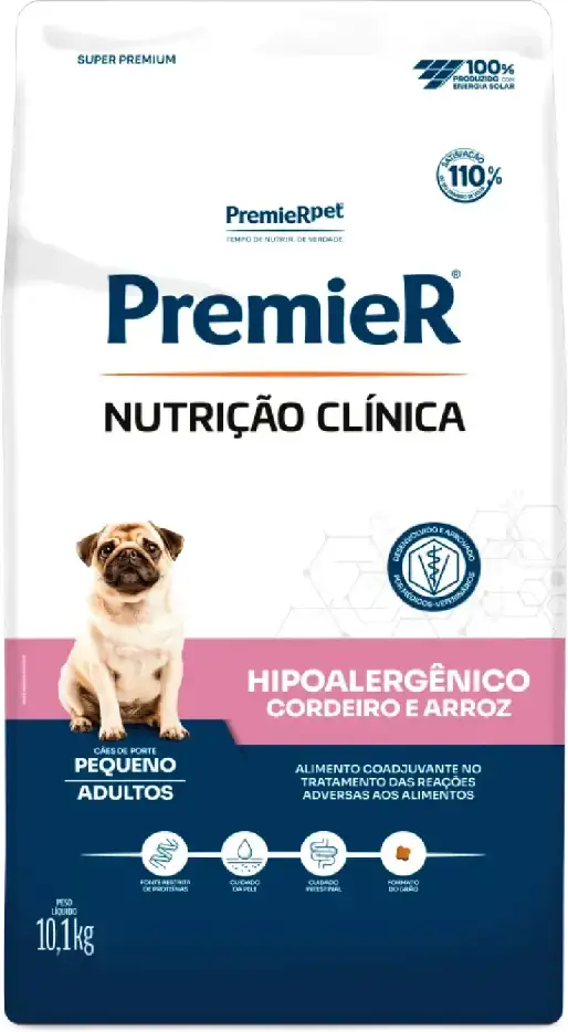 PremieR Nutrição Clínica Hipoalergênico Sabor Cordeiro e Arroz para Cães Adultos Porte Pequeno 10,1kg